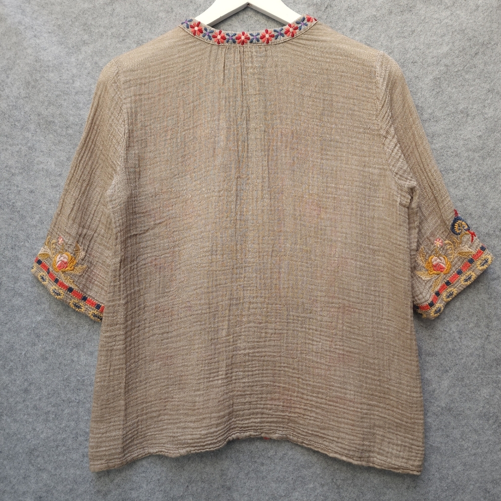 Johnny Was Embroidered Boho Artsy Boxy Top - Picture 3 of 8